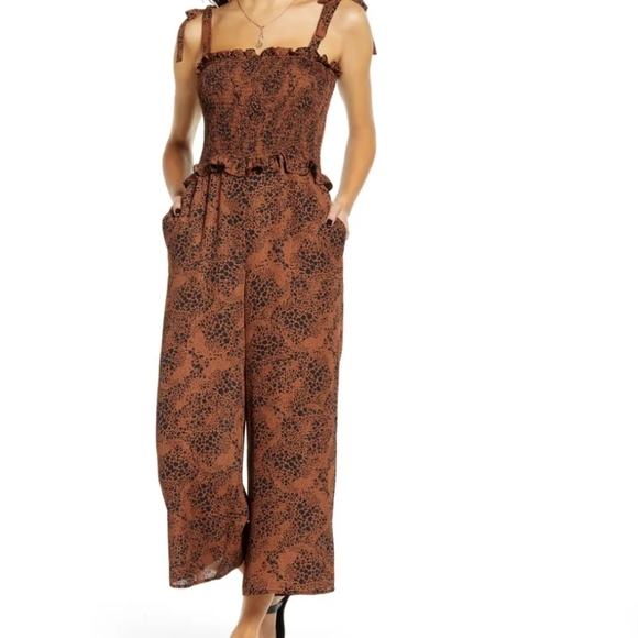 Socialite Smocked Bodice Wide Leg Jumpsuit - Picture 1 of 15